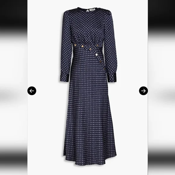 Sandro Midnight Blue Patterned Long Sleeve Dress - Picture 2 of 11